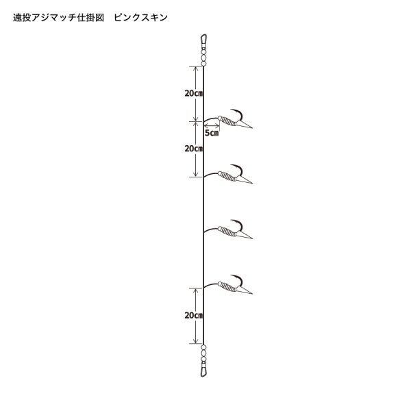 遠投アジマッチシリーズ【全長1mの投げサビキ仕掛け/遠投サビキ/4本針仕掛け】